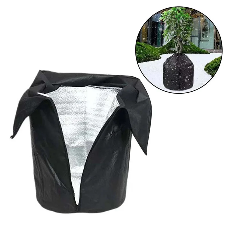 Plant Protection Cover for Winter Gardening 45 x 50cm Breathable Insulated Tree Shrub Frost Guard Reusable - Black