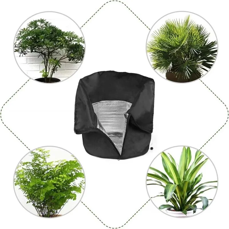Plant Protection Cover for Winter Gardening 65 x 70cm Breathable Insulated Tree Shrub Frost Guard Reusable - Black