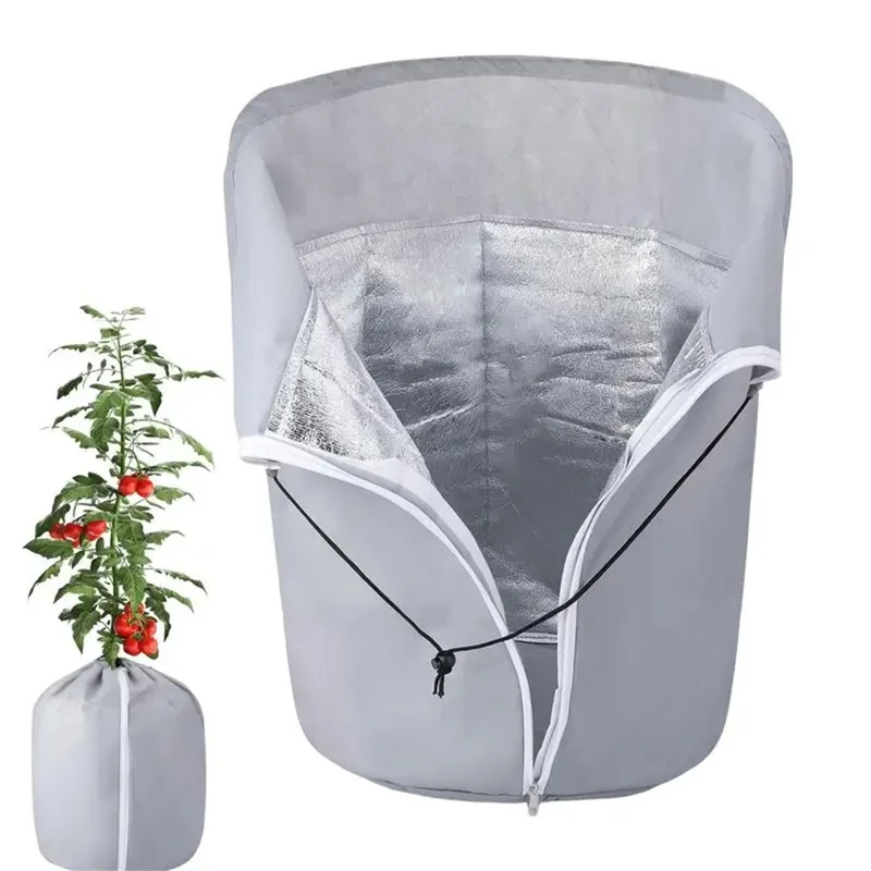 Cobertura de Proteção para Plantas no Inverno 40 x 35cm - Protetor de Geada Respirável e Isolante para Árvores e Arbustos Reutilizável - Cinza