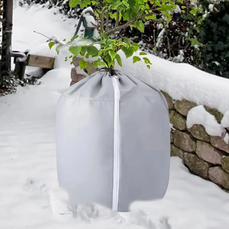 Cobertura de Proteção para Plantas no Inverno 40 x 35cm - Protetor de Geada Respirável e Isolante para Árvores e Arbustos Reutilizável - Cinza