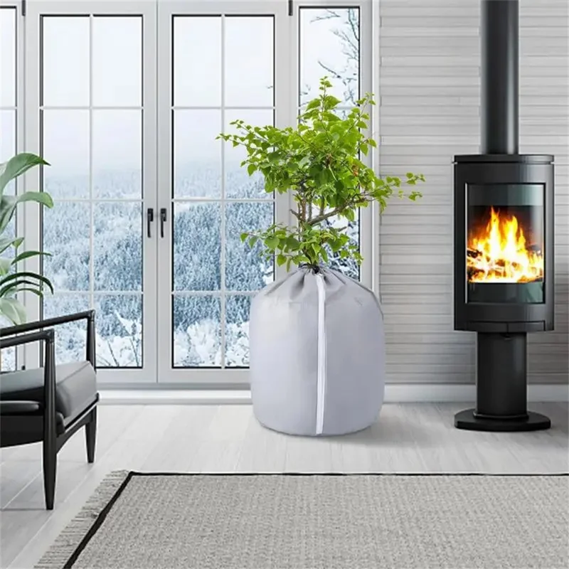 Cobertura de Proteção para Plantas no Inverno 40 x 35cm - Protetor de Geada Respirável e Isolante para Árvores e Arbustos Reutilizável - Cinza