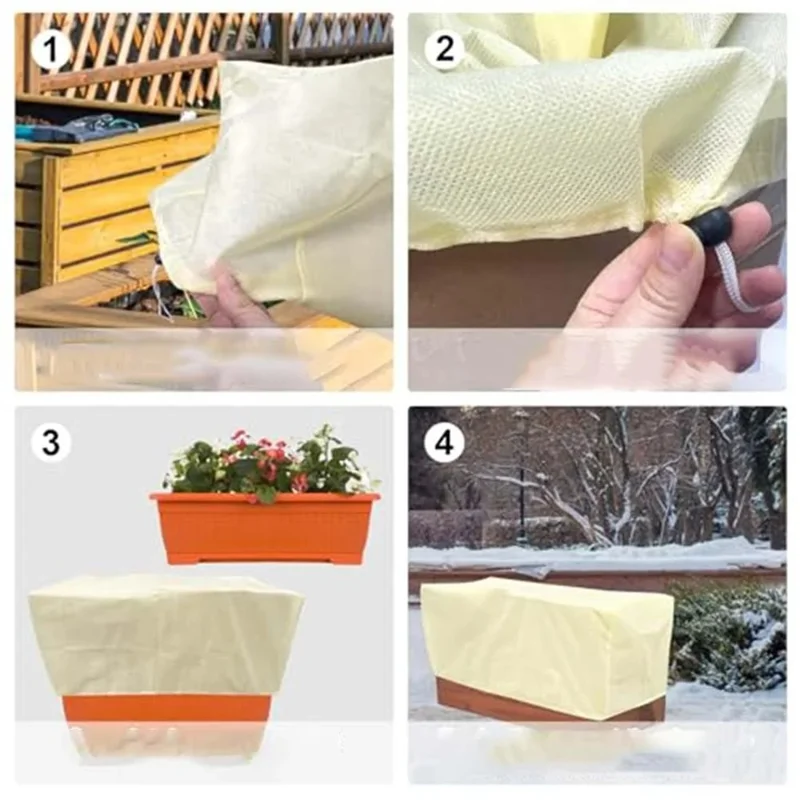 Pflanzenschutzhülle 150 x 40 x 45 cm Rechteckig Winterpflanzen Frostschutzsäcke Vliesstoff Schutzhülle Decke - Beige