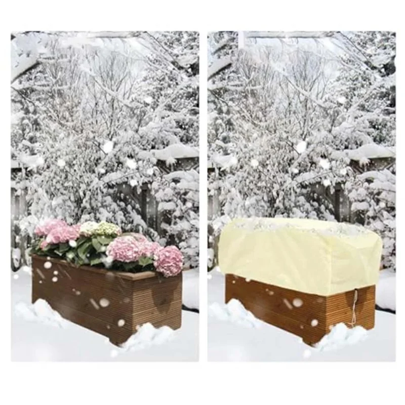 Pflanzenschutzhülle 150 x 40 x 45 cm Rechteckig Winterpflanzen Frostschutzsäcke Vliesstoff Schutzhülle Decke - Beige