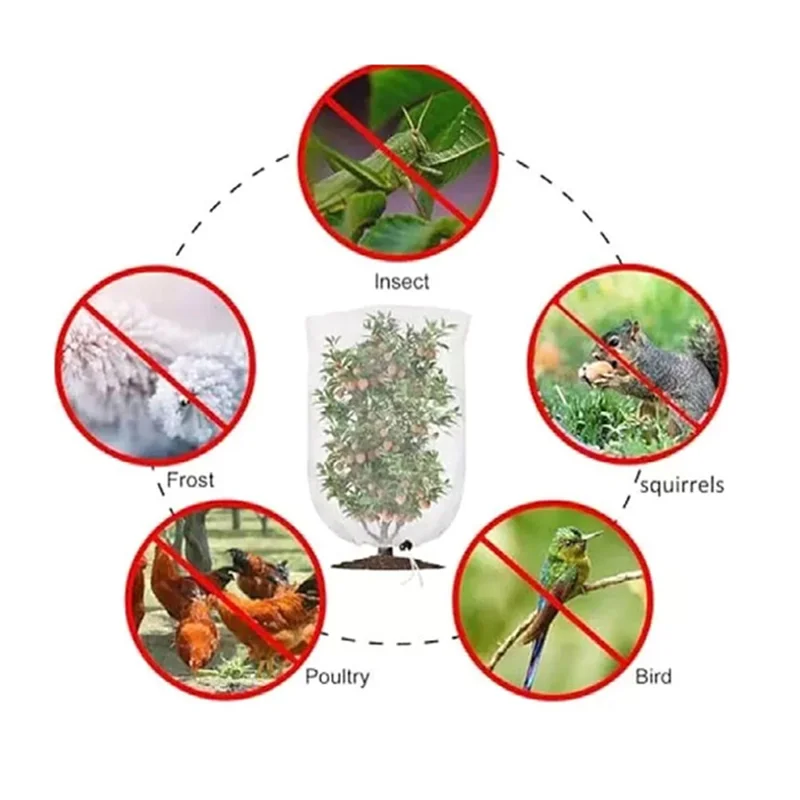 Fruit Tree Netting with Drawstring 60 x 80cm Garden Insect Barrier Plant Cover Tent-Bug Mesh Guard - White