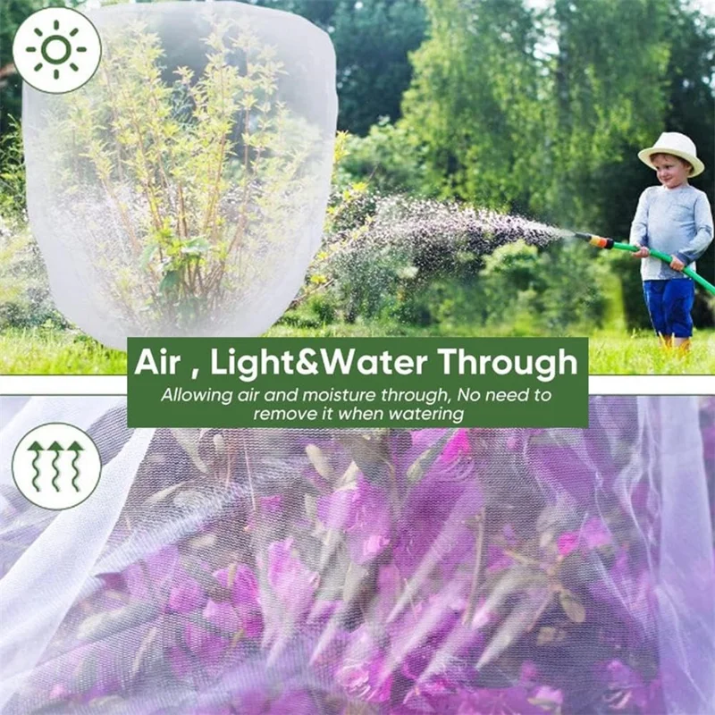 Filet de protection pour arbres fruitiers avec cordon de serrage 80 x 120 cm Barrière anti-insectes pour jardin Housse de protection pour plantes - Blanc