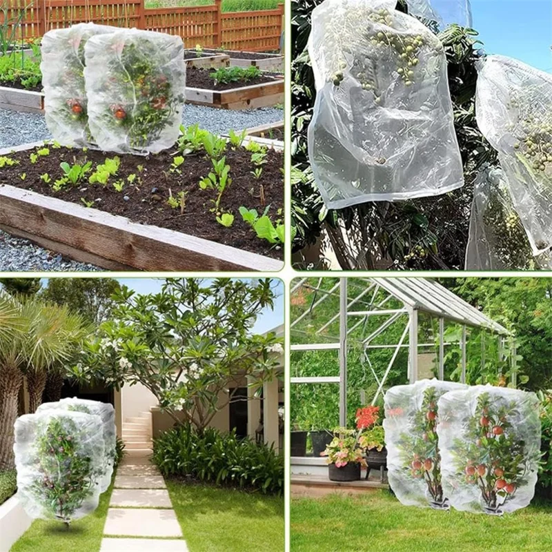 Filet de protection pour arbres fruitiers avec cordon de serrage 80 x 120 cm Barrière anti-insectes pour jardin Housse de protection pour plantes - Blanc