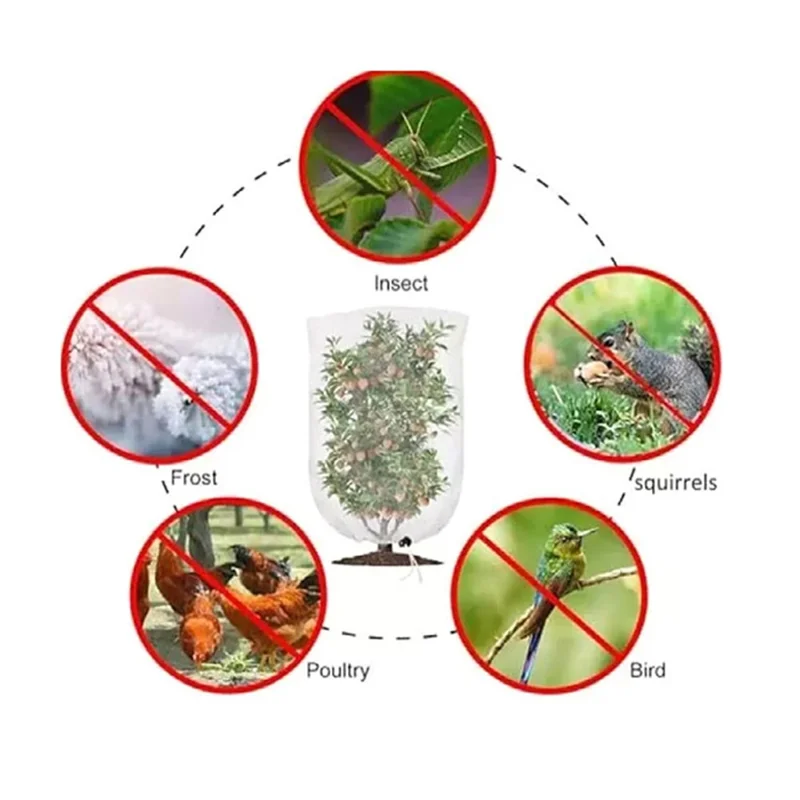 Filet de protection pour arbres fruitiers avec cordon 100 x 120 cm Barrière d'insectes de jardin Tente de couverture de plante - Maille anti-insectes blanche