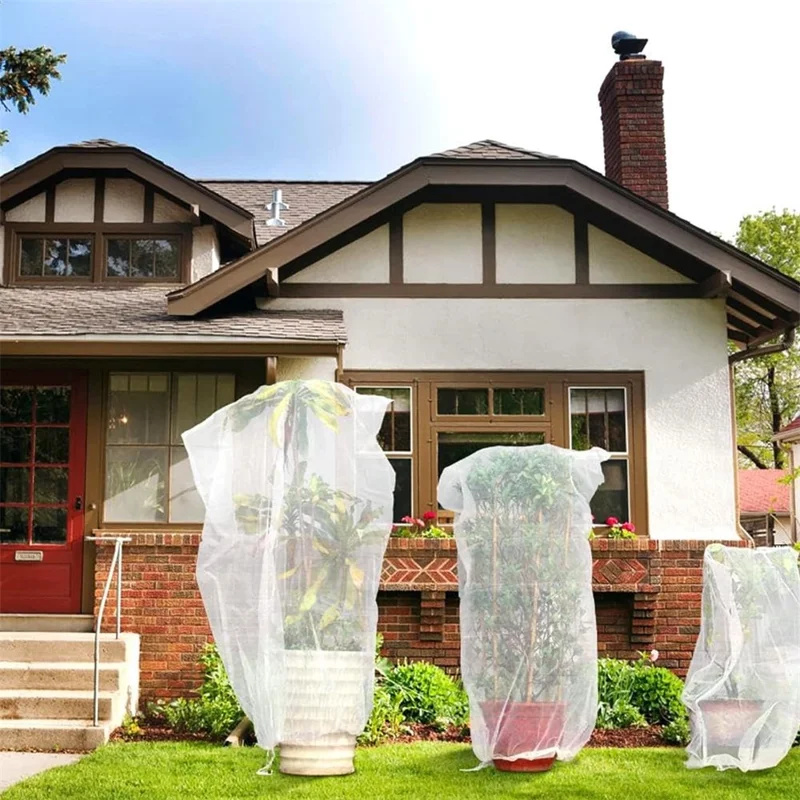 Filet de protection pour arbres fruitiers avec cordon 100 x 120 cm Barrière d'insectes de jardin Tente de couverture de plante - Maille anti-insectes blanche