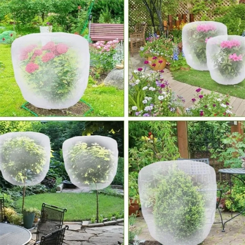 Filet de protection pour arbres fruitiers avec cordon 100 x 120 cm Barrière d'insectes de jardin Tente de couverture de plante - Maille anti-insectes blanche