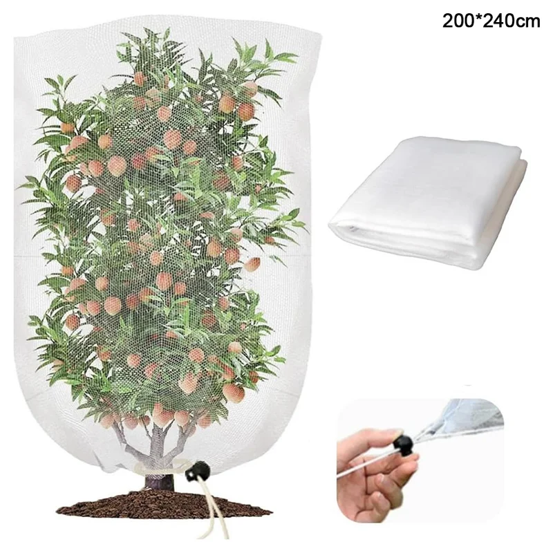 Fruit Tree Netting with Drawstring 200 x 240cm Garden Insect Barrier Plant Cover Tent-Bug Mesh Guard - White