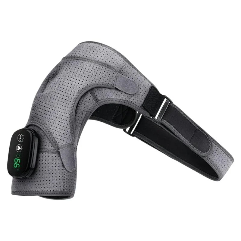 Upgraded Wireless USB Shoulder Massager 3 Levels Vibration LED Display Heat Therapy Shoulder Brace