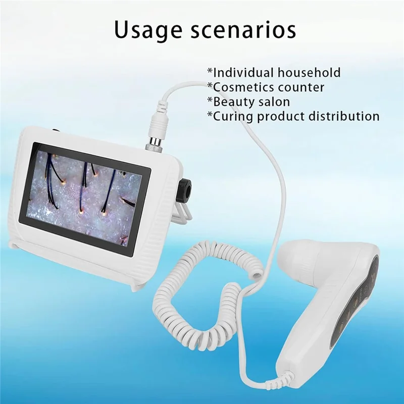 5 Inch Scalp Detector Digital Skin Analyzer Live Image Skin Microscope with 50X  /  200X Magnification Lens - US Plug