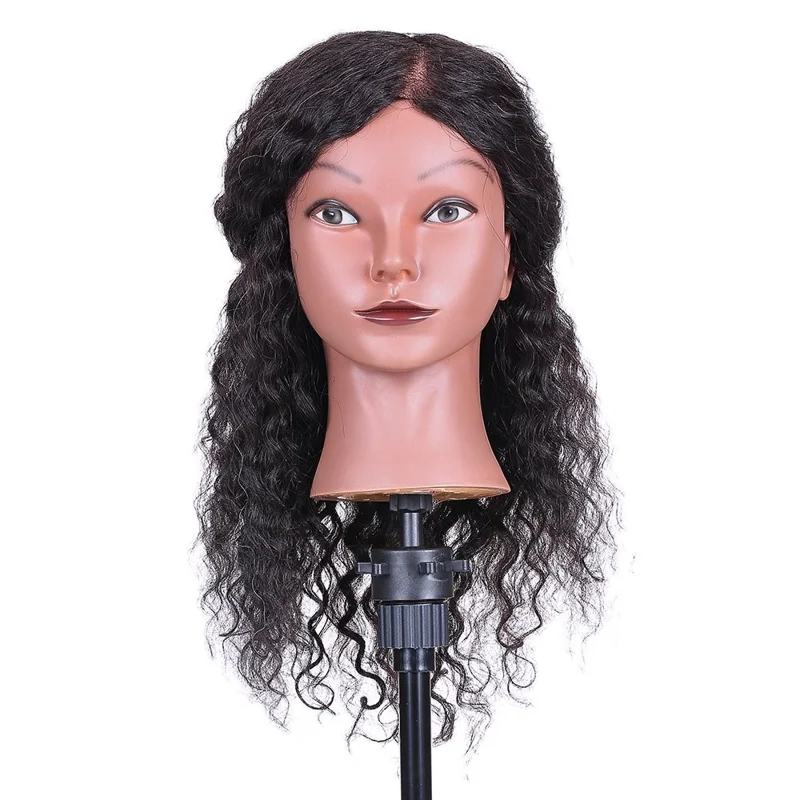 Curly Hairdressing Training Head Cosmetology Mannequin Head for Hair Styling Practice Hair Braiding Dummy Head