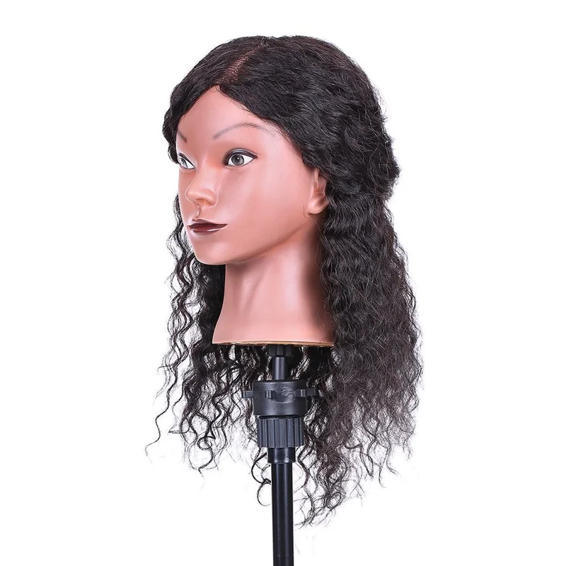 Curly Hairdressing Training Head Cosmetology Mannequin Head for Hair Styling Practice Hair Braiding Dummy Head