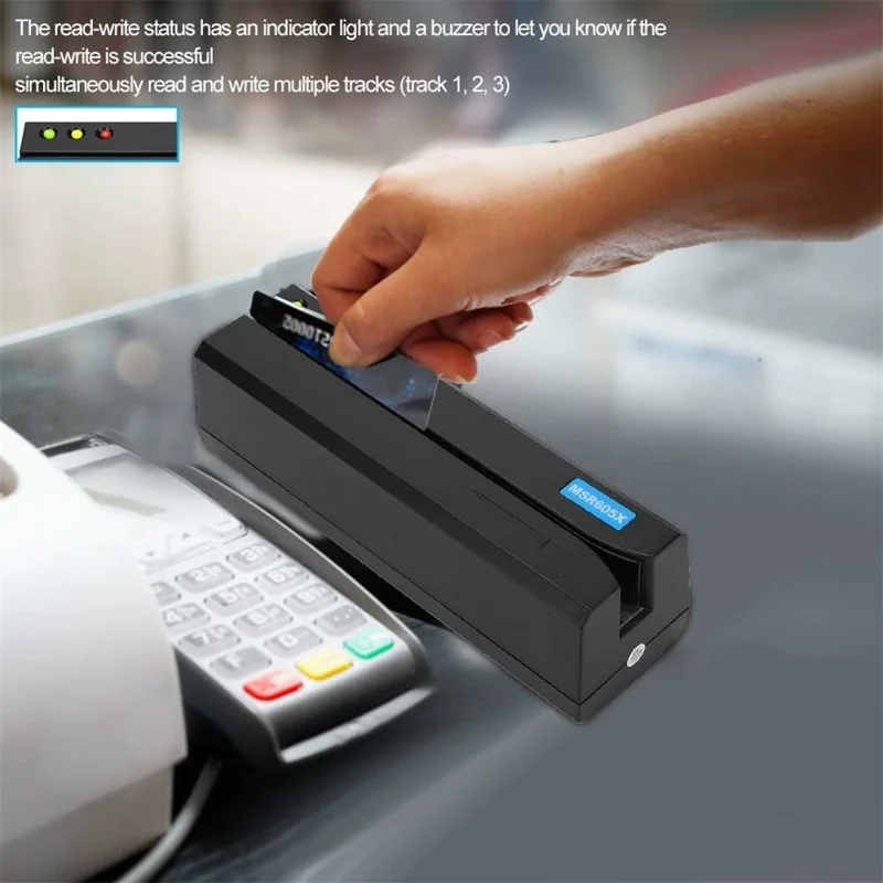 USB Magnetic Credit Card Reader with LED Indicator Magstripe Writer 3 Tracks Smart Card Reader