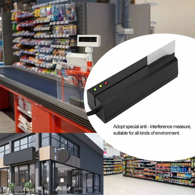 USB Magnetic Credit Card Reader with LED Indicator Magstripe Writer 3 Tracks Smart Card Reader