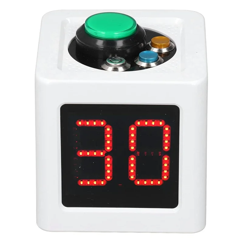 1.4 Inch Mini Digital Stopwatch 4 Sides Programmable Timer with 3 Buttons Countdown Timer - White