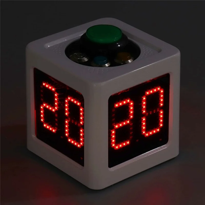 1.4 Inch Mini Digital Stopwatch 4 Sides Programmable Timer with 3 Buttons Countdown Timer - White