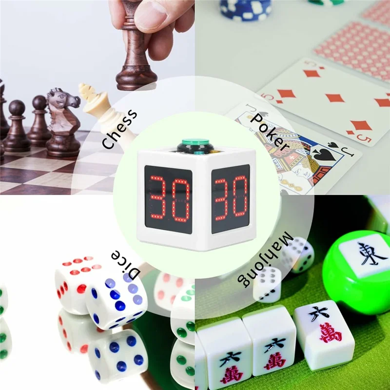 1.4 Inch Mini Digital Stopwatch 4 Sides Programmable Timer with 3 Buttons Countdown Timer - White