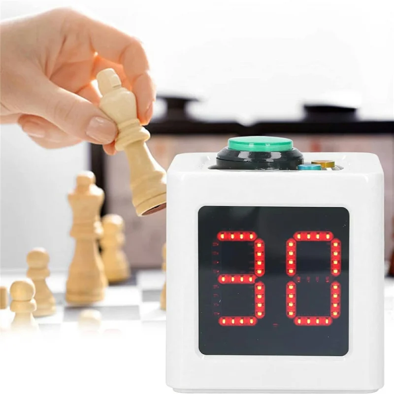 1.4 Inch Mini Digital Stopwatch 4 Sides Programmable Timer with 3 Buttons Countdown Timer - White