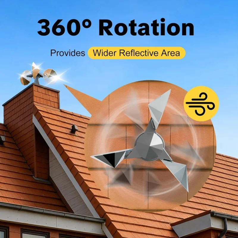 Dispositivo Repelente de Pájaros Giratorio de 360 Grados, Dispositivo Reflectante para Exteriores, Espantapájaros Accionado por el Viento para Jardín y Patio