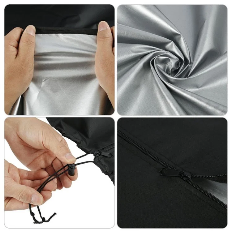 221x85x48cm Couverture de chauffage de terrasse en tissu Oxford 210D étanche - Noir+Argent