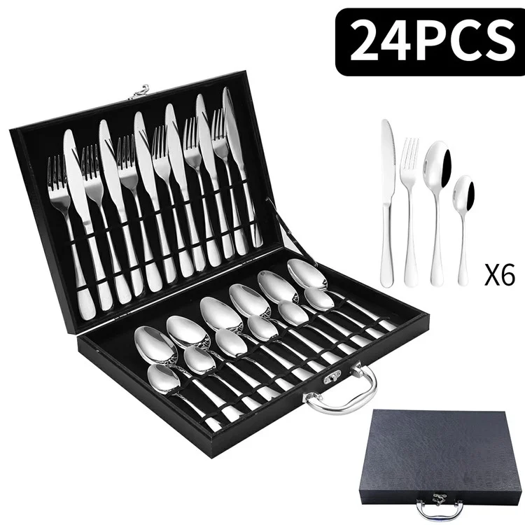 Juego de cubiertos de 24 piezas de acero inoxidable, vajilla y utensilios de cocina (Sin BPA, sin certificado)