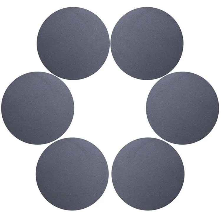 6Pcs PU Leather Coasters Round Heat Resistant Anti-skid Cup Pad Mats Dining Table Decoration - Grey
