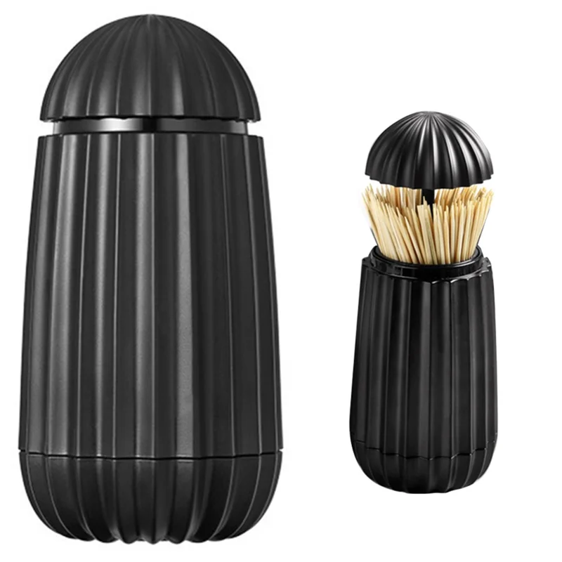 C1967 Cactus-shaped Automatic Toothpick Holder Case Toothpick Container Box for Home Restaurant Hotel - Black