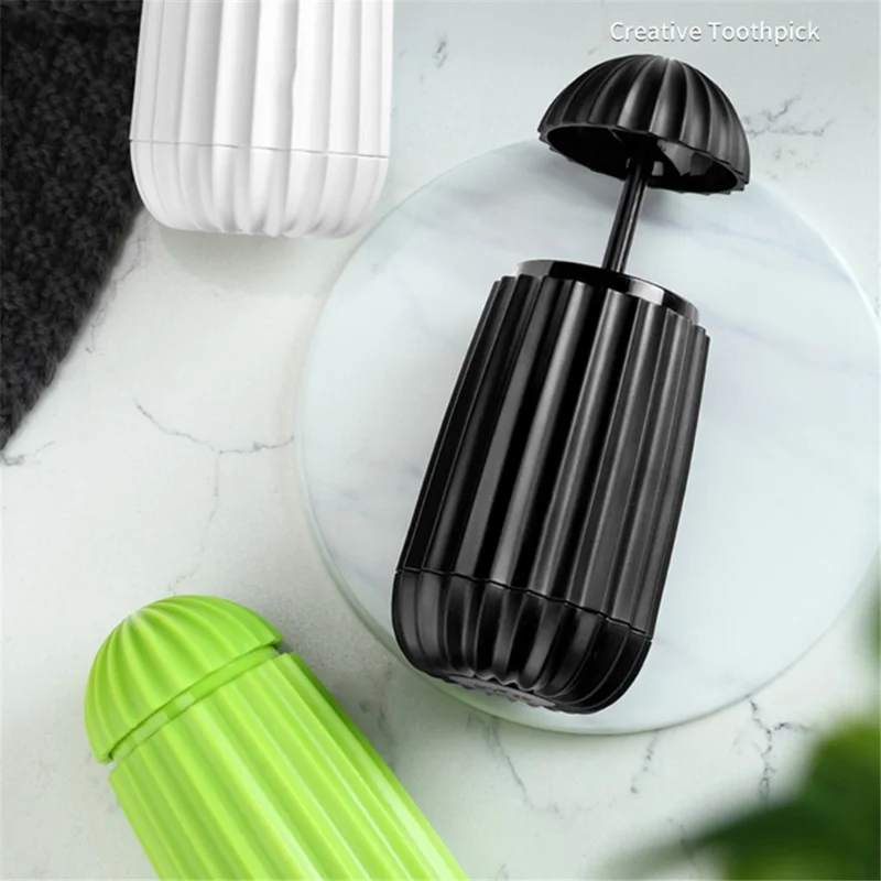 C1967 Cactus-shaped Automatic Toothpick Holder Case Toothpick Container Box for Home Restaurant Hotel - Black