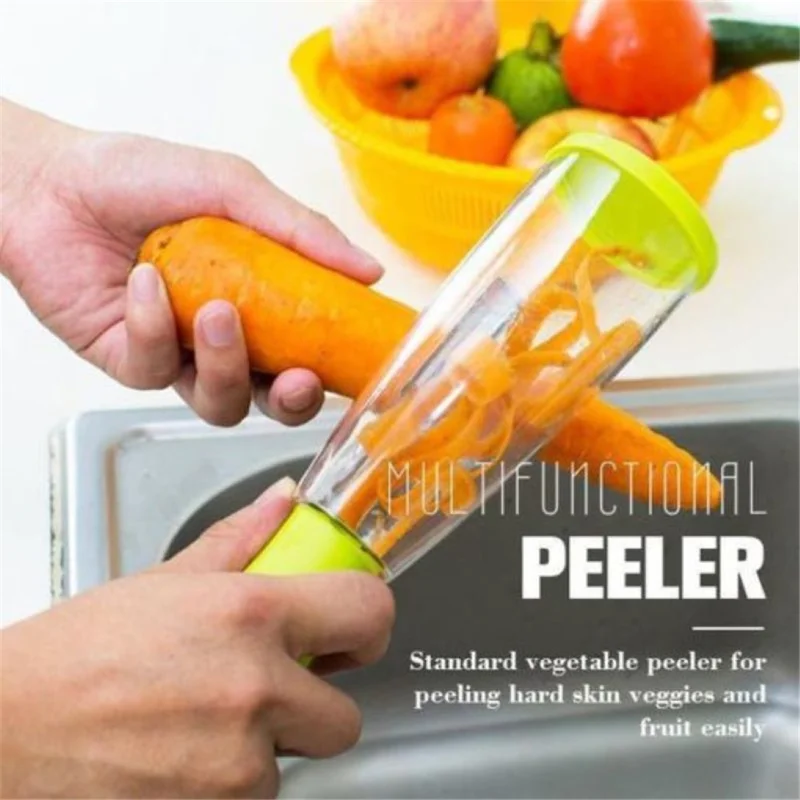 Manual Potato Peeler Hand-Held Stainless Steel Blade Peeler Portable Fruit Vegetable Peeler Tool with Container for Kitchen