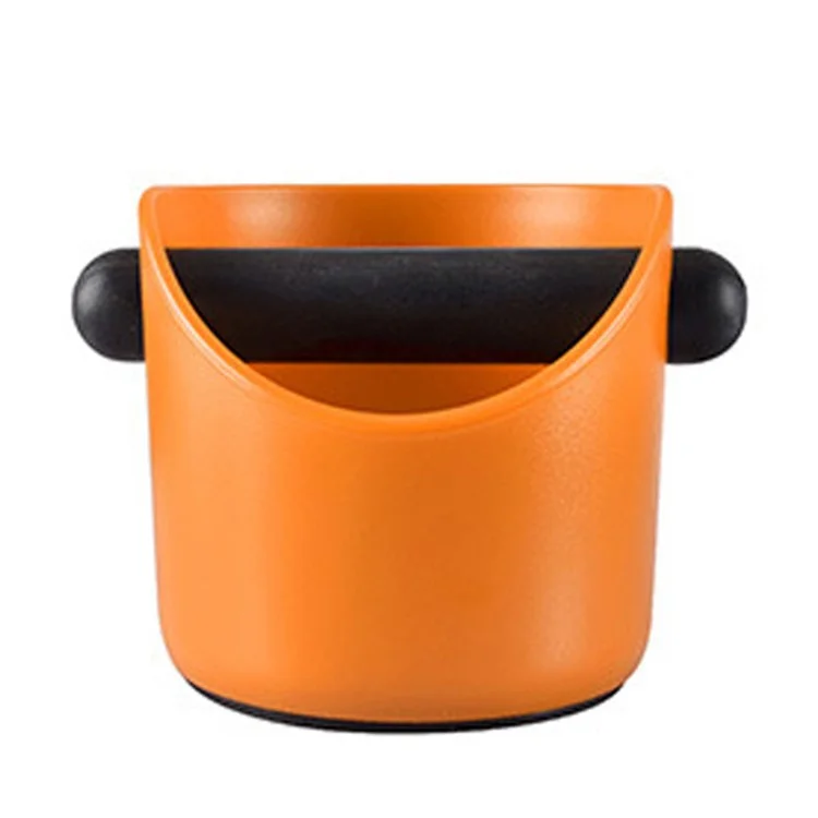 Espresso Knock Box Shock-Absorbent Durable Coffee Knock Box with Removable Bar Non-Slip Base (No FDA, BPA-free) - Orange/Straight Port