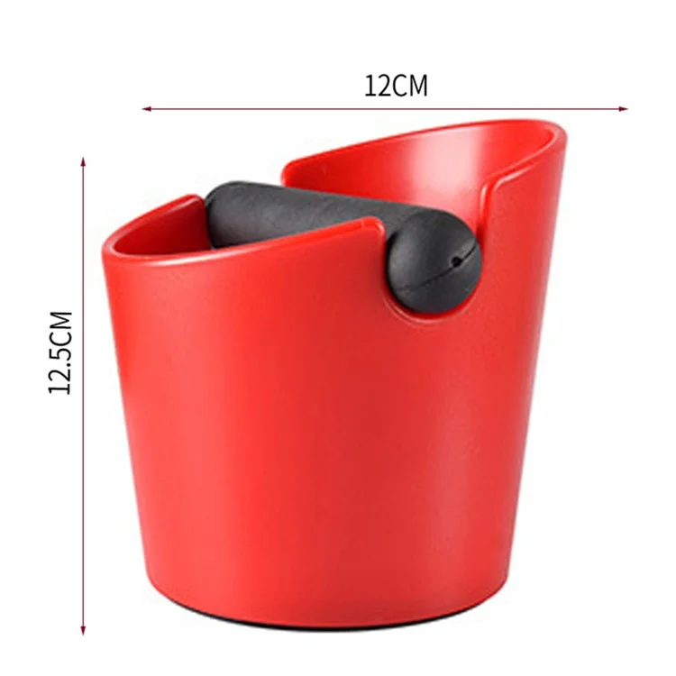 Espresso Knock Box Shock-Absorbent Durable Coffee Knock Box with Removable Bar Non-Slip Base (No FDA, BPA-free) - Red/Oblique Port