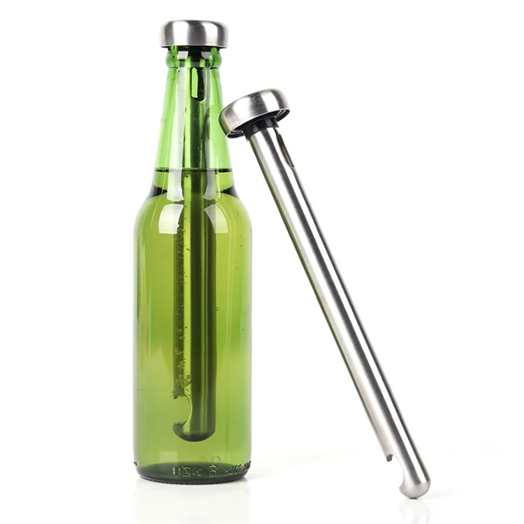2 piezas de enfriador de bebidas de acero inoxidable con abrebotellas incorporado para enfriar botellas (con FDA, sin BPA)