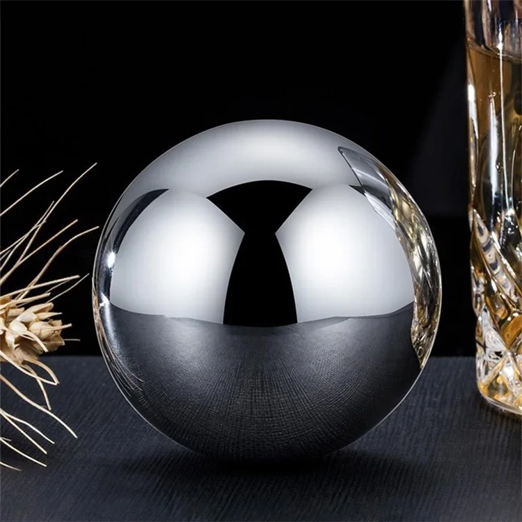 2Pcs 55mm Sphere Whiskey Stone Stainless Steel Rock Tasting Wine Beer Ice Stone Ball-Shaped Bar Cooling Cubes Quick Cooler (FDA Certified)