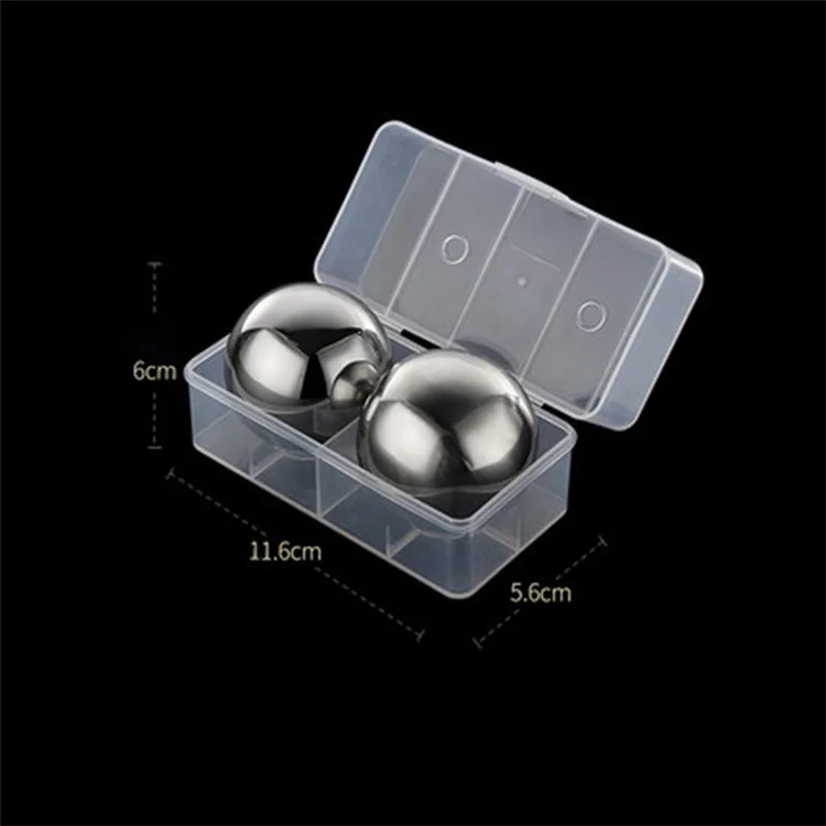 2Pcs 55mm Sphere Whiskey Stone Stainless Steel Rock Tasting Wine Beer Ice Stone Ball-Shaped Bar Cooling Cubes Quick Cooler (FDA Certified)