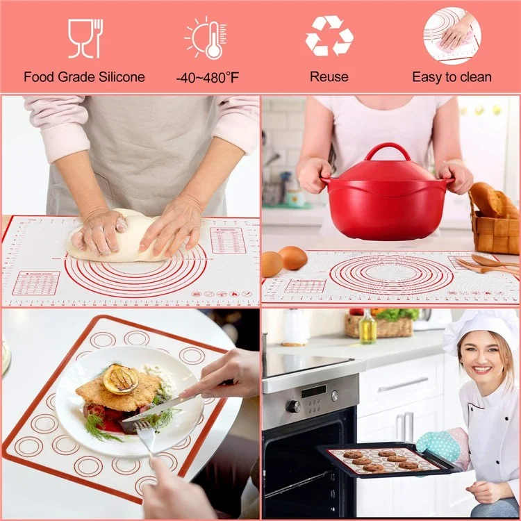 50 * 70 Cm Cozinha Reutilizável Silicone Esteira De Massa Rolando Esteira Antiaderente Ferramenta De Pastelaria De Forno (livre De BPA, Sem Certificado FDA) - Preto