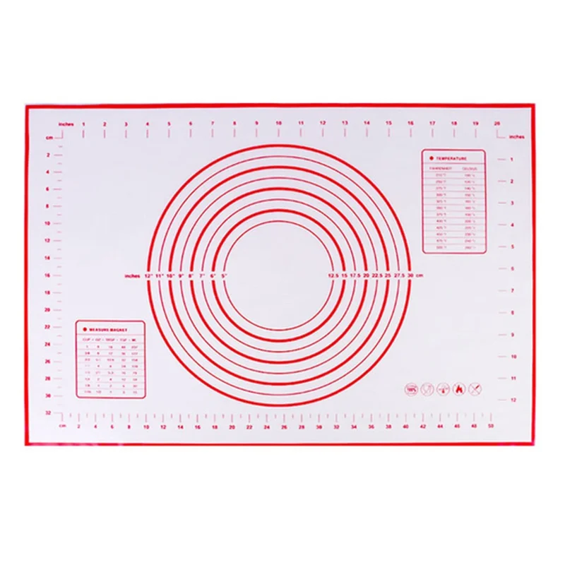 40*60cm Heat Resistant Silicone Baking Mat Rolling Dough Mat Non-stick Oven Pastry Tool (BPA-free, No FDA Certificate) - Red