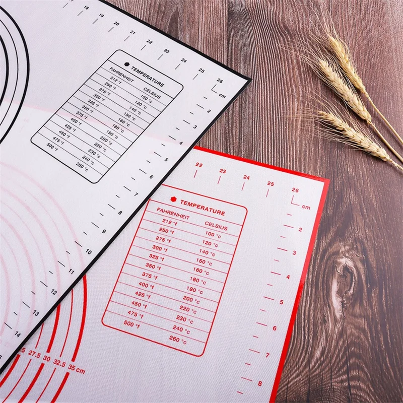 40*60cm Heat Resistant Silicone Baking Mat Rolling Dough Mat Non-stick Oven Pastry Tool (BPA-free, No FDA Certificate) - Red