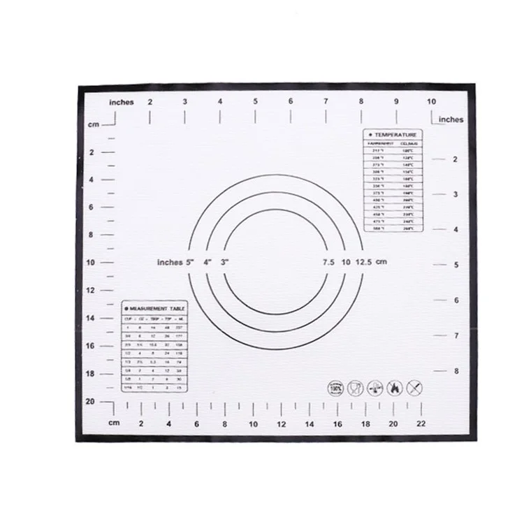 26cmx29cm Baking Mat Non-slip Silicone Kitchen Cookies Pizza Pad with Measurement Scale (BPA-free, No FDA Certificate) - Black