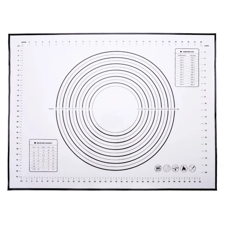 60cmx80cm Silicone Baking Mat Mat Mesure Scale Kice Perk Kitchen Cake Pad (sans Bpa, Sans Certificat de Fda) - le Noir