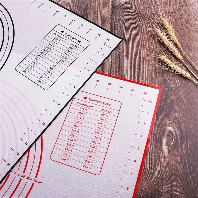 60 Cmx80 cm Silikon Backmattenmessskala Kneten Teigküchenkuchenpad (bpa-frei, Kein Fda-zertifikat) - Schwarz