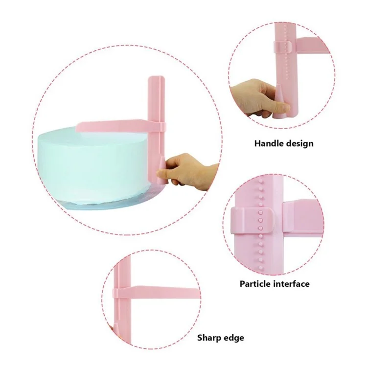 Food-grade PP Adjustable Fondant Spatula Cream Leveling Device DIY Baking Pastry Tool (BPA-free, No FDA Certificate) - Pink