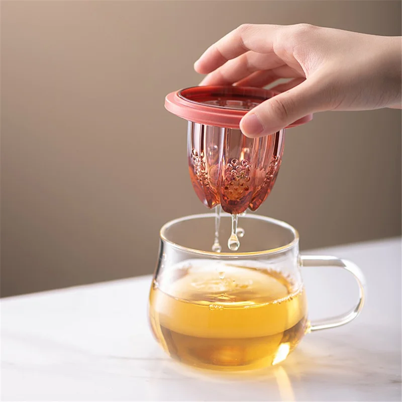 400ML Glass Tea Mug Tea Cup Clear Coffee Mug with Infuser and Lid for Home and Office (No FDA Certificate, BPA-free) - Blue