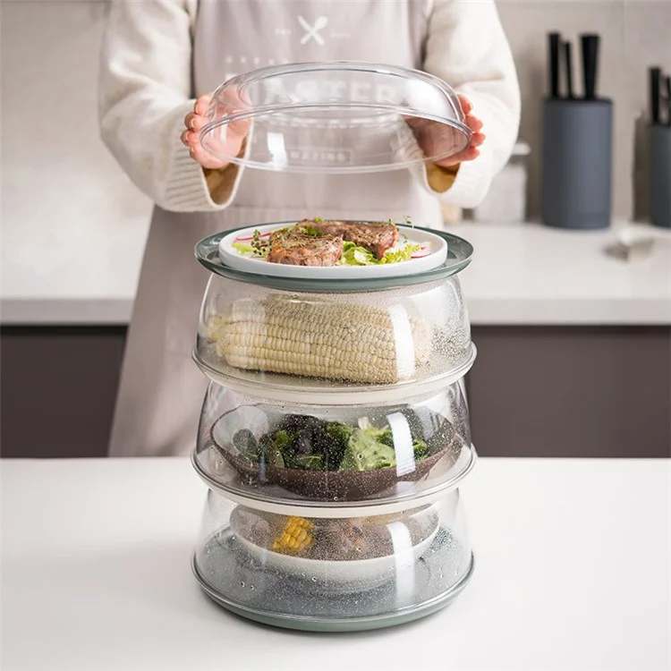 Size S Plate Cover Stackable Anti-dust Dish Cover Fruit Cover for Kitchen Picnic Camping Party BBQ (BPA-free, No FDA Certificate) - Green