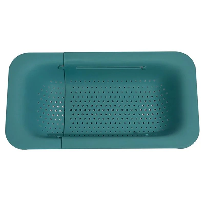 Plastic Sink Drain Basket Retractable Vegetable Washing Hanger Kitchen Supplies (without FDA Certificate, BPA Free) - Green