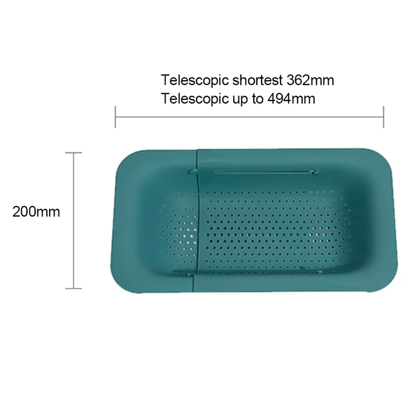 Plastic Sink Drain Basket Retractable Vegetable Washing Hanger Kitchen Supplies (without FDA Certificate, BPA Free) - White