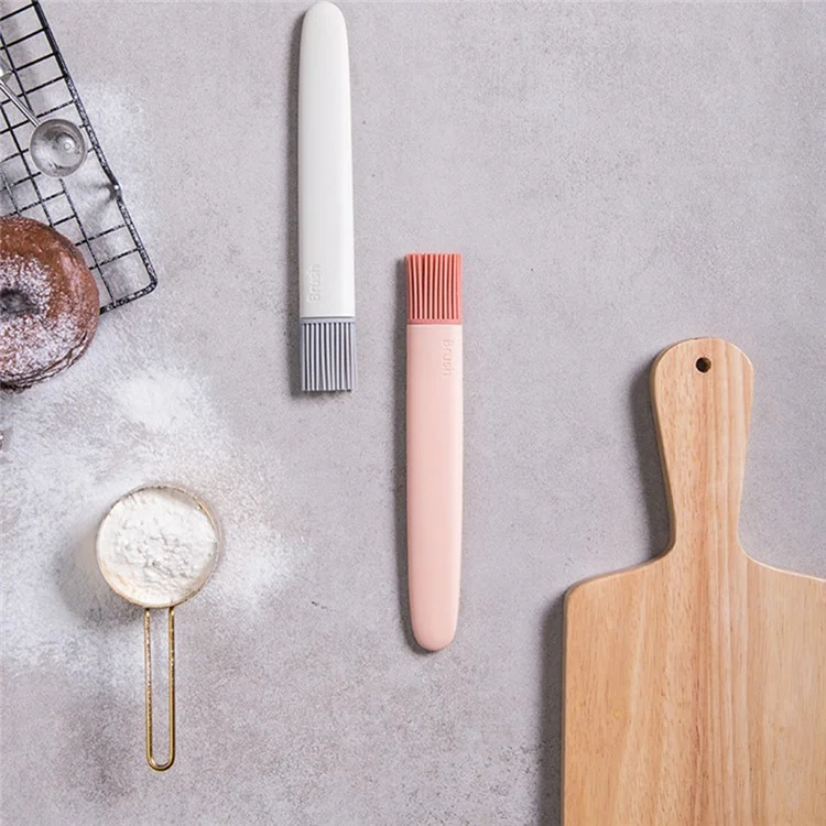 Detachable Design Silicone Oil Brush Pastry Basting Cooking Brush for BBQ Grill Heat Resistant Kitchen Food Barbecues Baking Brush (No FDA Certificate, BPA-free) - Pink