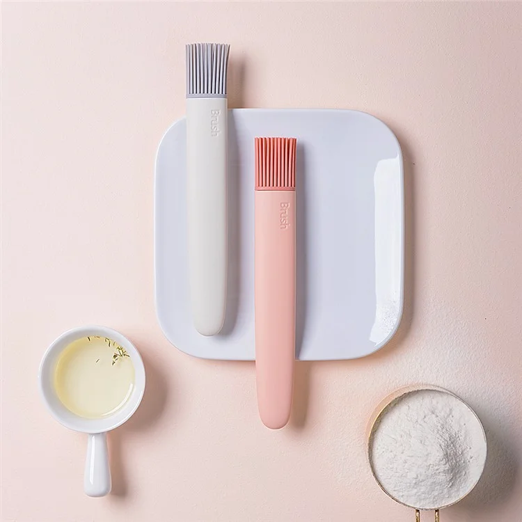 Detachable Design Silicone Oil Brush Pastry Basting Cooking Brush for BBQ Grill Heat Resistant Kitchen Food Barbecues Baking Brush (No FDA Certificate, BPA-free) - Pink