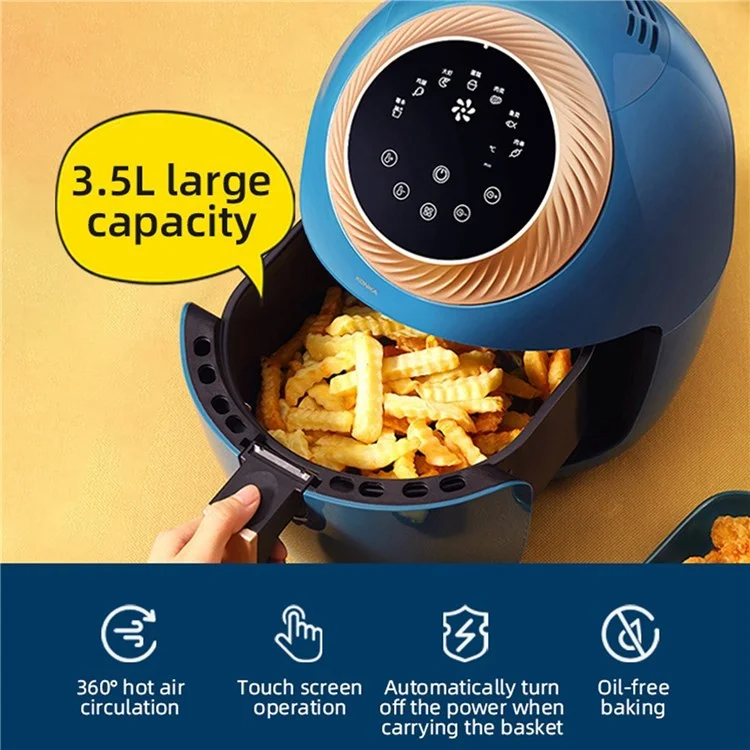 Konka Kgkz-as2 Eu-stecker 3.5L Smart Touch Control Elektrisch Ofen Gesunde Oilless Air Fryer Fries Fries Hersteller (kein Fda-zertifikat, Bpa-frei) - Blau